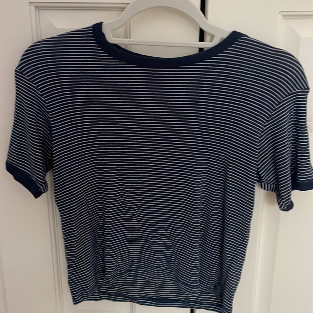 Brandy Melville cropped short sleeve (blue stripe)